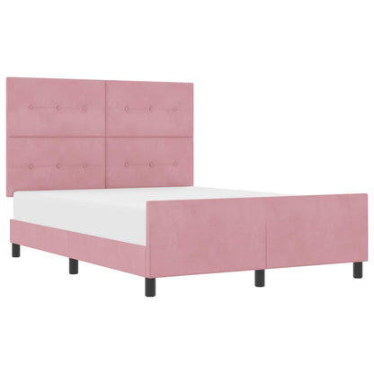 Letto a molle con testiera Rosa 140 x 200 cm Velluto | homemem39