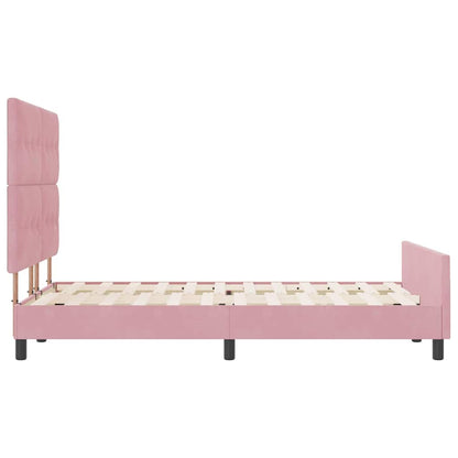 Letto a molle con testiera Rosa 140 x 200 cm Velluto | homemem39