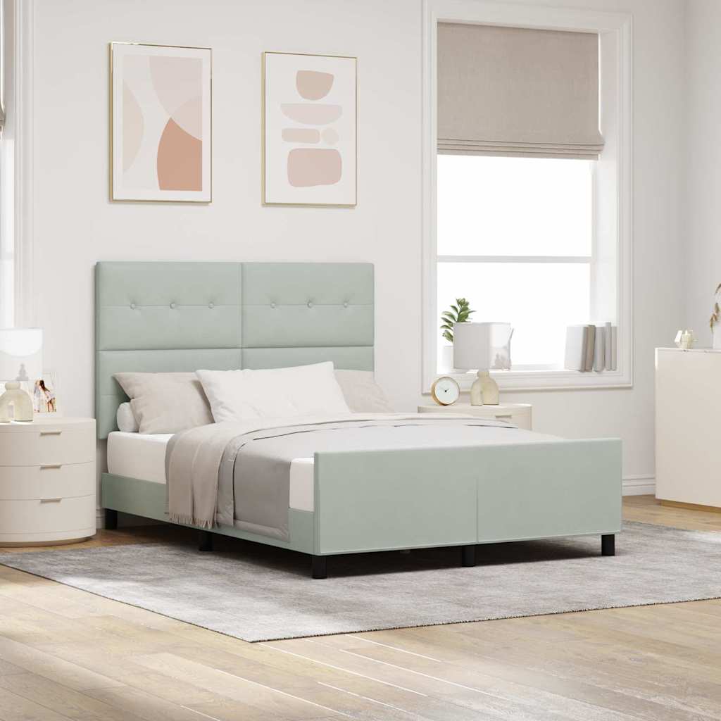 Letto a molle con testiera Grigio chiaro 160 x 200 cm Velluto | homemem39