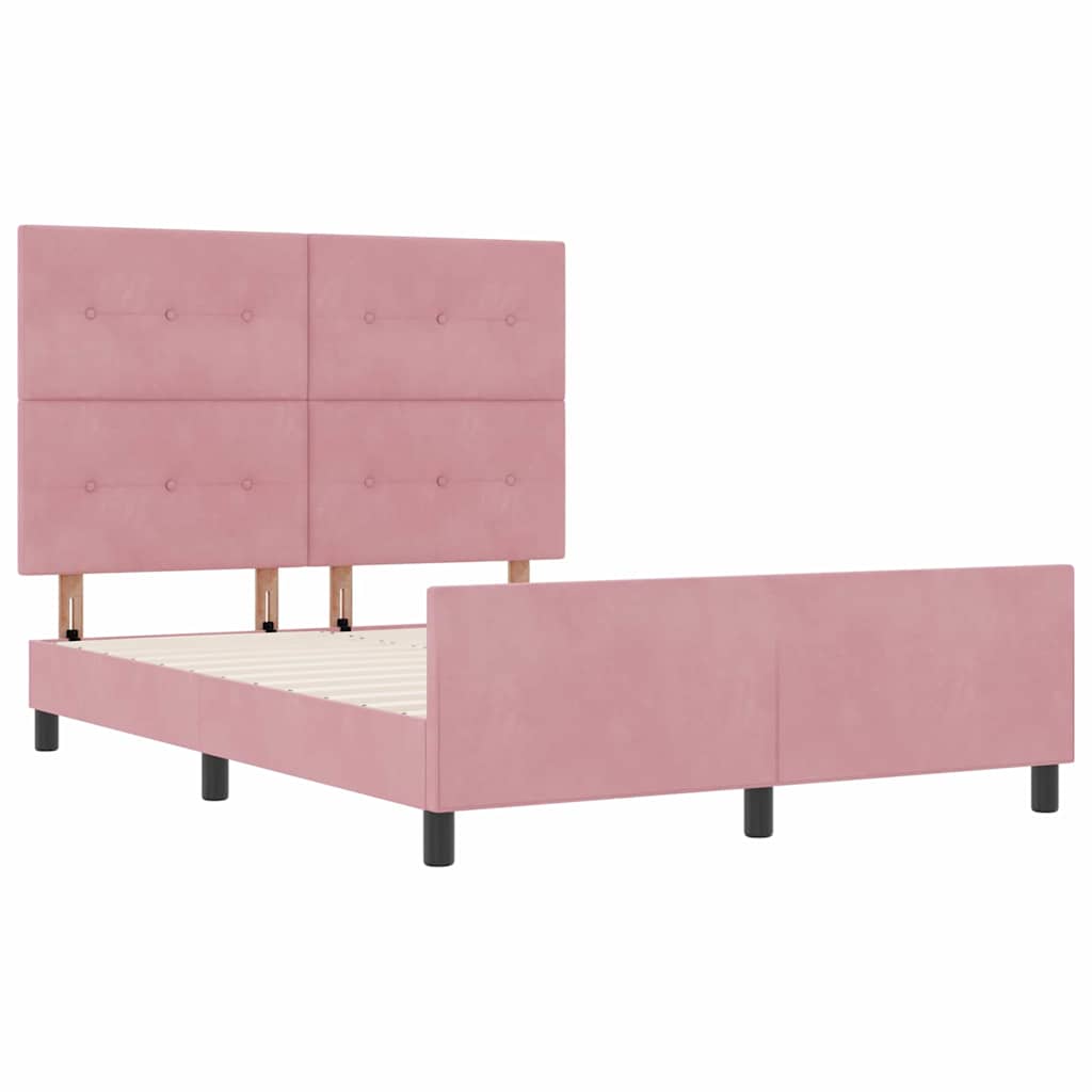 Letto a molle con testiera Rosa 160 x 200 cm Velluto | homemem39