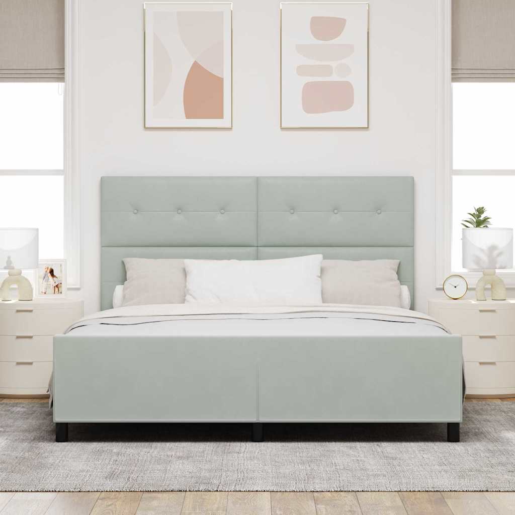Letto a molle con testiera Grigio chiaro 180 x 200 cm Velluto | homemem39