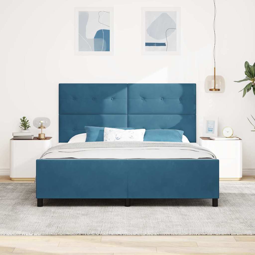 Letto a molle con testiera Blu Scuro 180 x 200 cm Velluto | homemem39