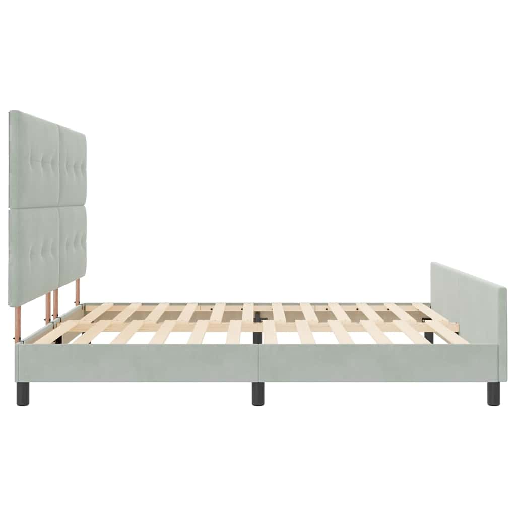 Letto a molle con testiera Grigio chiaro 200 x 200 cm Velluto | homemem39