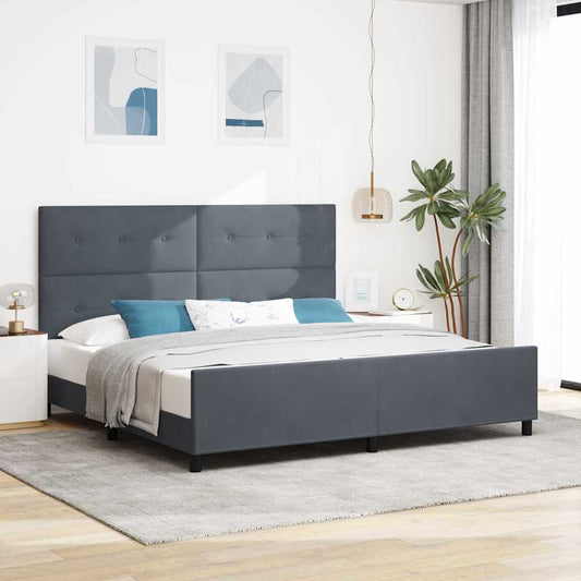 Letto a molle con testiera Grigio scuro 200 x 200 cm Velluto | homemem39