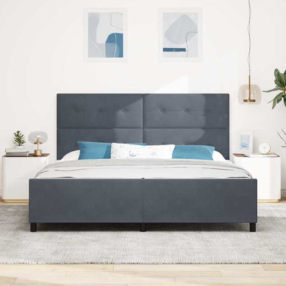 Letto a molle con testiera Grigio scuro 200 x 200 cm Velluto | homemem39