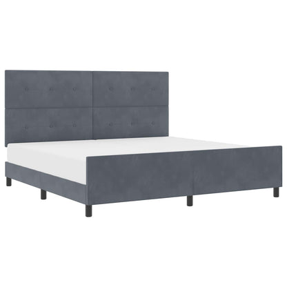 Letto a molle con testiera Grigio scuro 200 x 200 cm Velluto | homemem39
