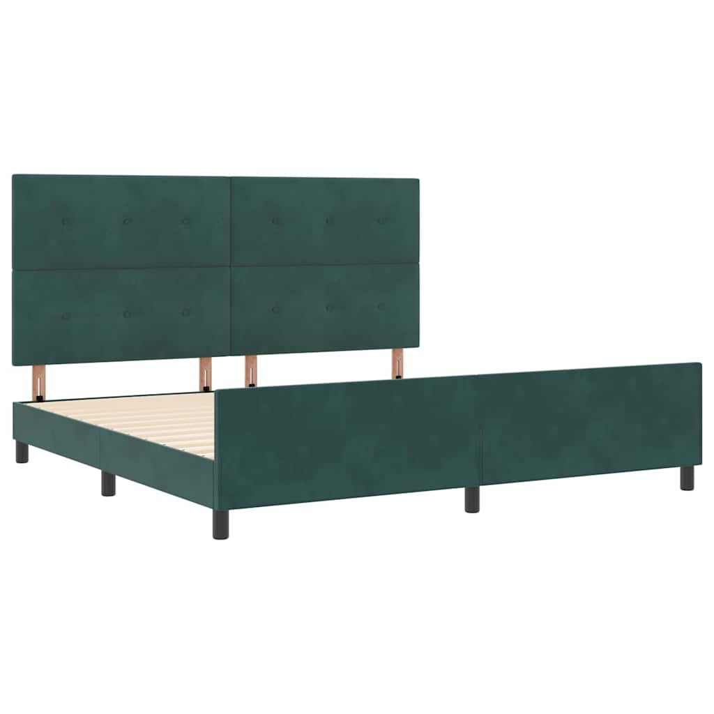 Letto a molle con testiera Verde Scuro 200 x 200 cm Velluto