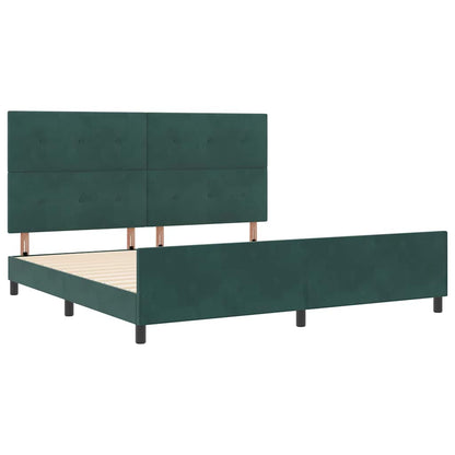 Letto a molle con testiera Verde Scuro 200 x 200 cm Velluto