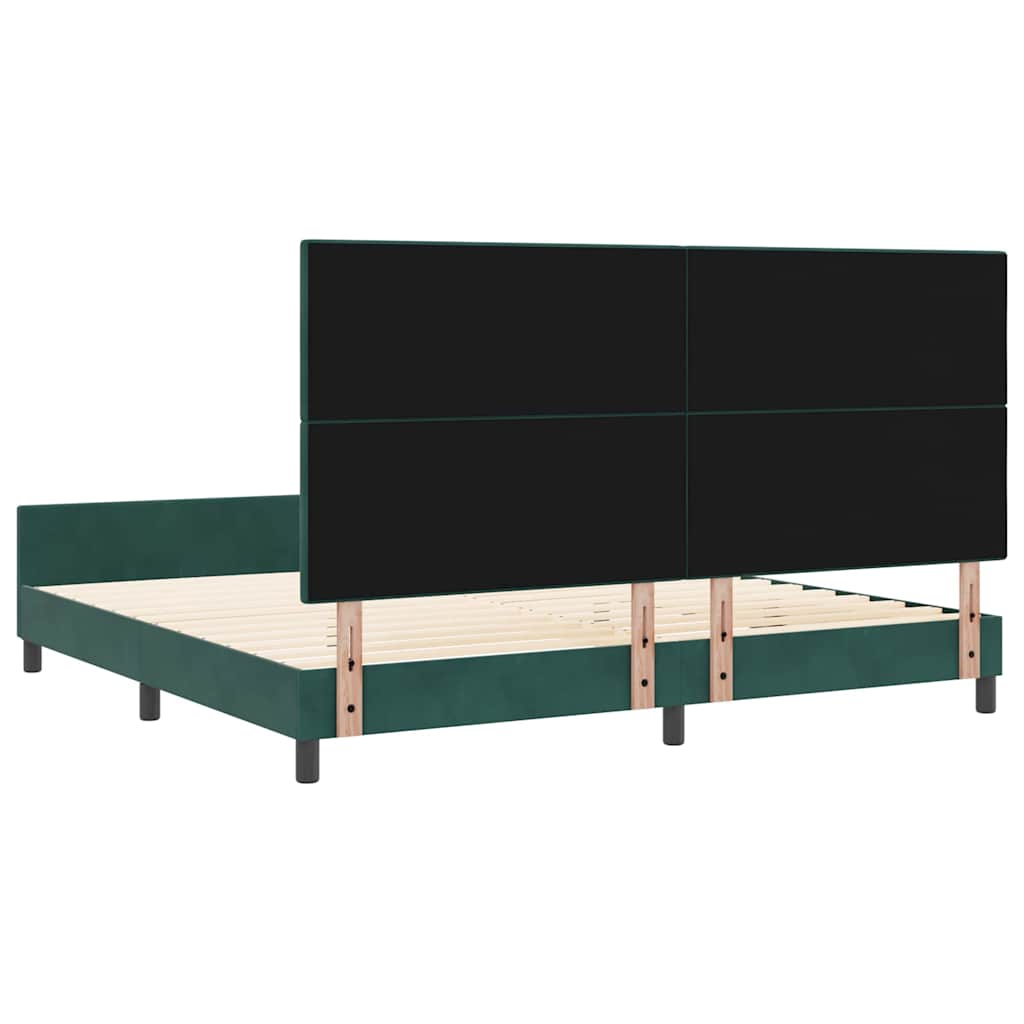 Letto a molle con testiera Verde Scuro 200 x 200 cm Velluto