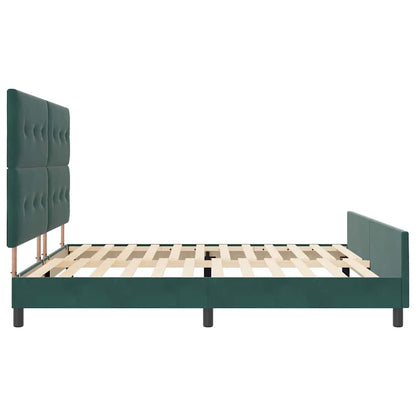 Letto a molle con testiera Verde Scuro 200 x 200 cm Velluto