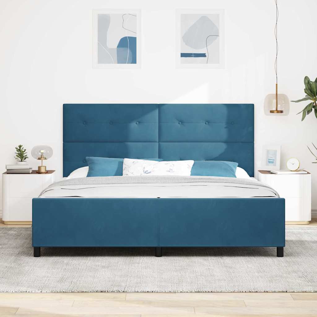 Letto a molle con testiera Blu Scuro 200 x 200 cm Velluto | homemem39