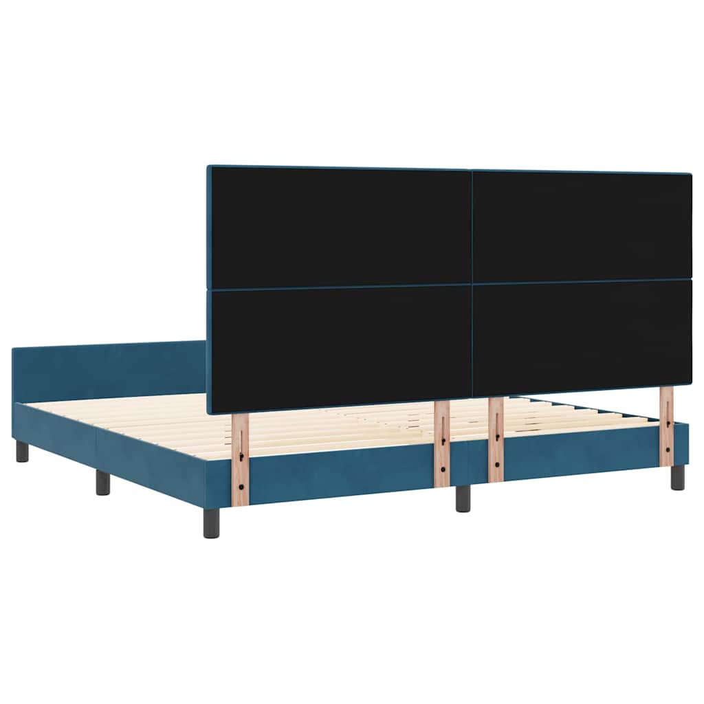 Letto a molle con testiera Blu Scuro 200 x 200 cm Velluto | homemem39