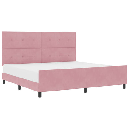 Letto a molle con testiera Rosa 200 x 200 cm Velluto | homemem39