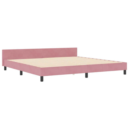 Letto a molle con testiera Rosa 200 x 200 cm Velluto | homemem39