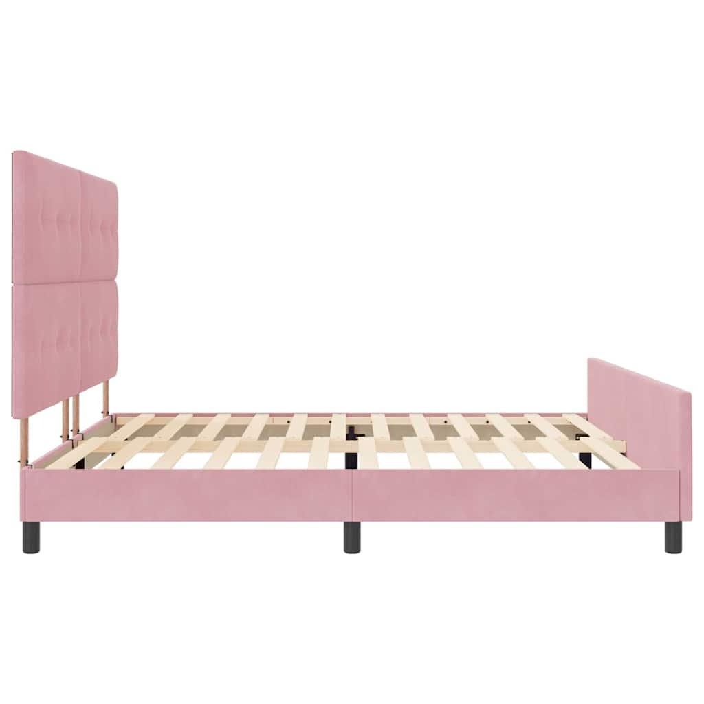 Letto a molle con testiera Rosa 200 x 200 cm Velluto | homemem39