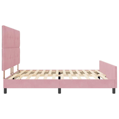 Letto a molle con testiera Rosa 200 x 200 cm Velluto | homemem39