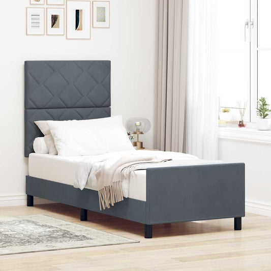 Struttura del letto Grigio scuro 80 x 200 cm Velluto