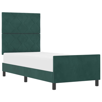Letto a molle con testiera Verde Scuro 80 x 200 cm Velluto
