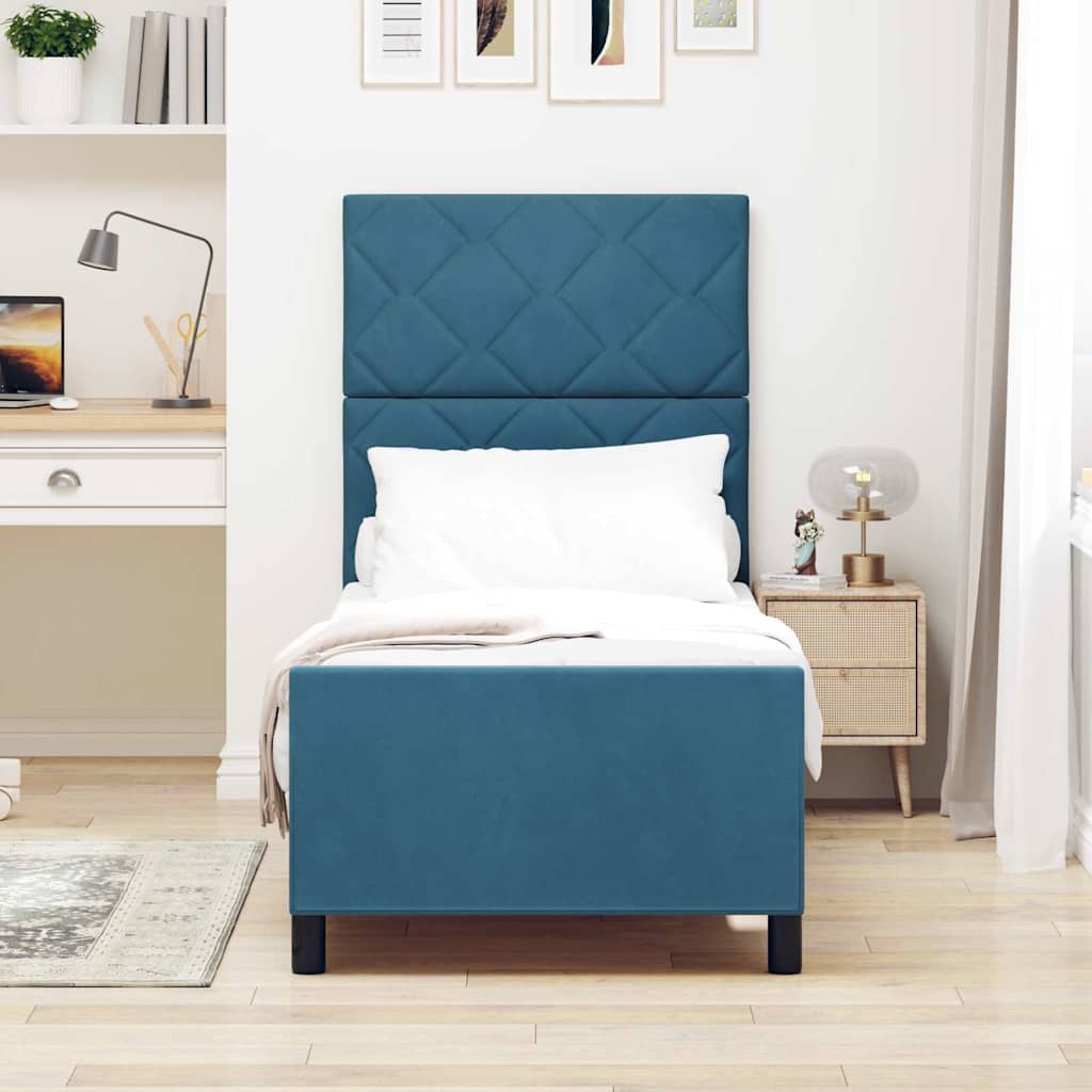 Letto a molle con testiera Blu Scuro 80 x 200 cm Velluto | homemem39