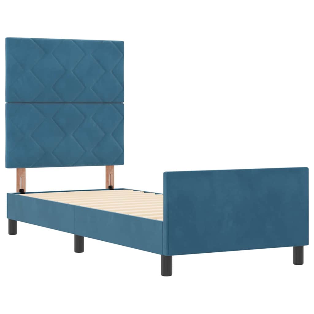 Letto a molle con testiera Blu Scuro 80 x 200 cm Velluto | homemem39