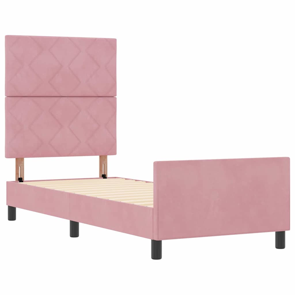Struttura del letto con testiera Rosa 80 x 200 cm Velluto