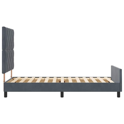 Letto a molle con testiera Grigio scuro 90 x 190 cm Velluto