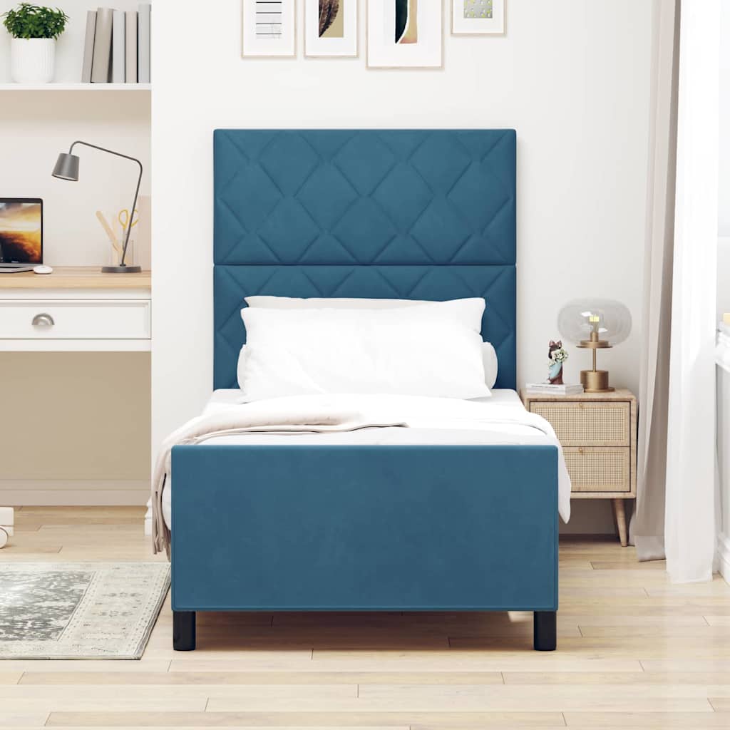 Letto a molle con testiera Blu Scuro 90 x 190 cm Velluto | homemem39