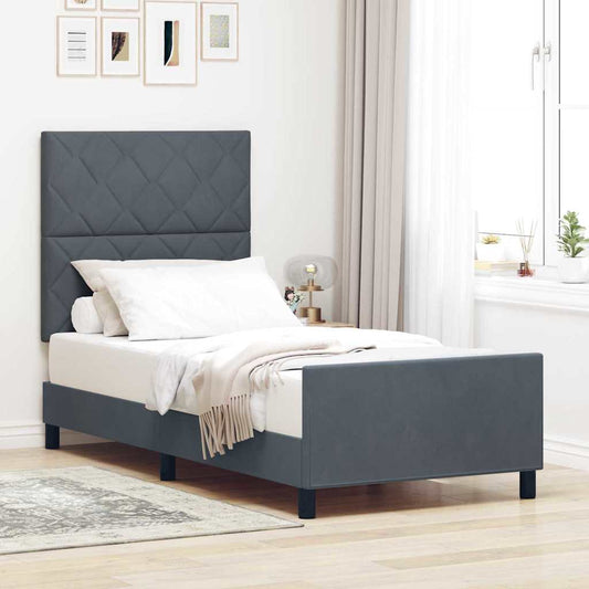 Struttura del letto Grigio scuro 90 x 200 cm Velluto