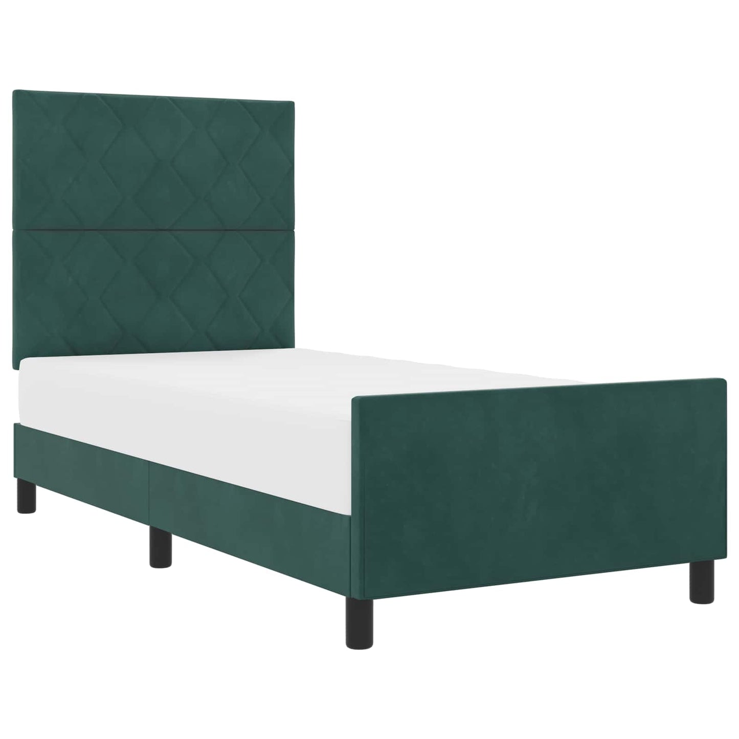 Letto a molle con testiera Verde Scuro 90 x 200 cm Velluto