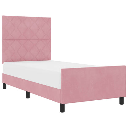 Letto a molle con testiera Rosa 90 x 200 cm Velluto | homemem39