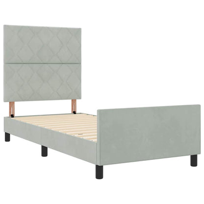 Letto a molle con testiera Grigio chiaro 100 x 200 cm Velluto