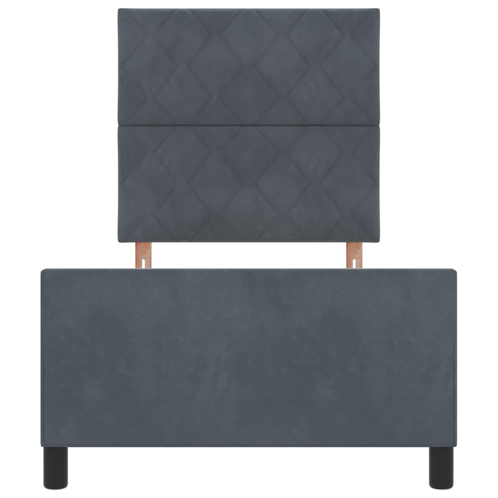 Letto a molle con testiera Grigio scuro 100 x 200 cm Velluto