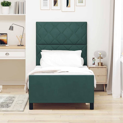Letto a molle con testiera Verde Scuro 100 x 200 cm Velluto