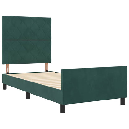 Letto a molle con testiera Verde Scuro 100 x 200 cm Velluto