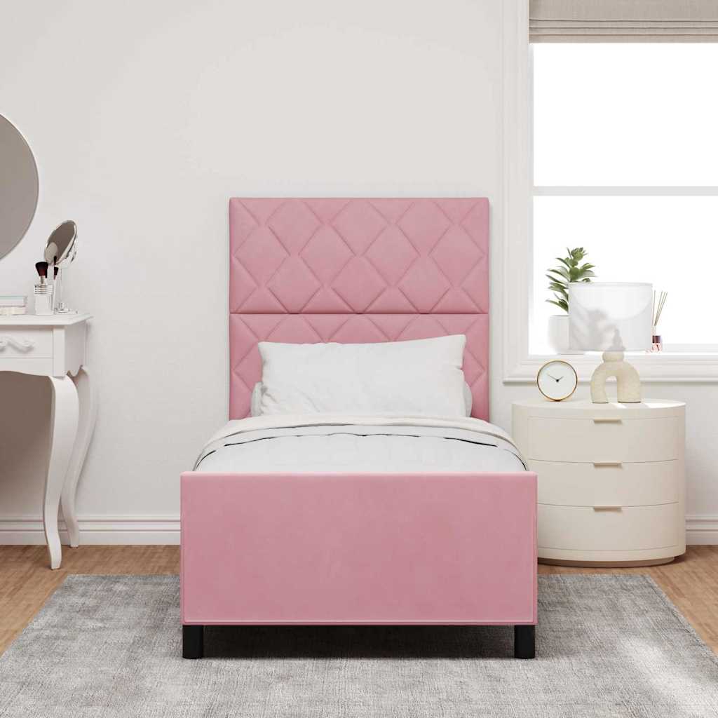 Struttura del letto con testiera Rosa 100 x 200 cm Velluto