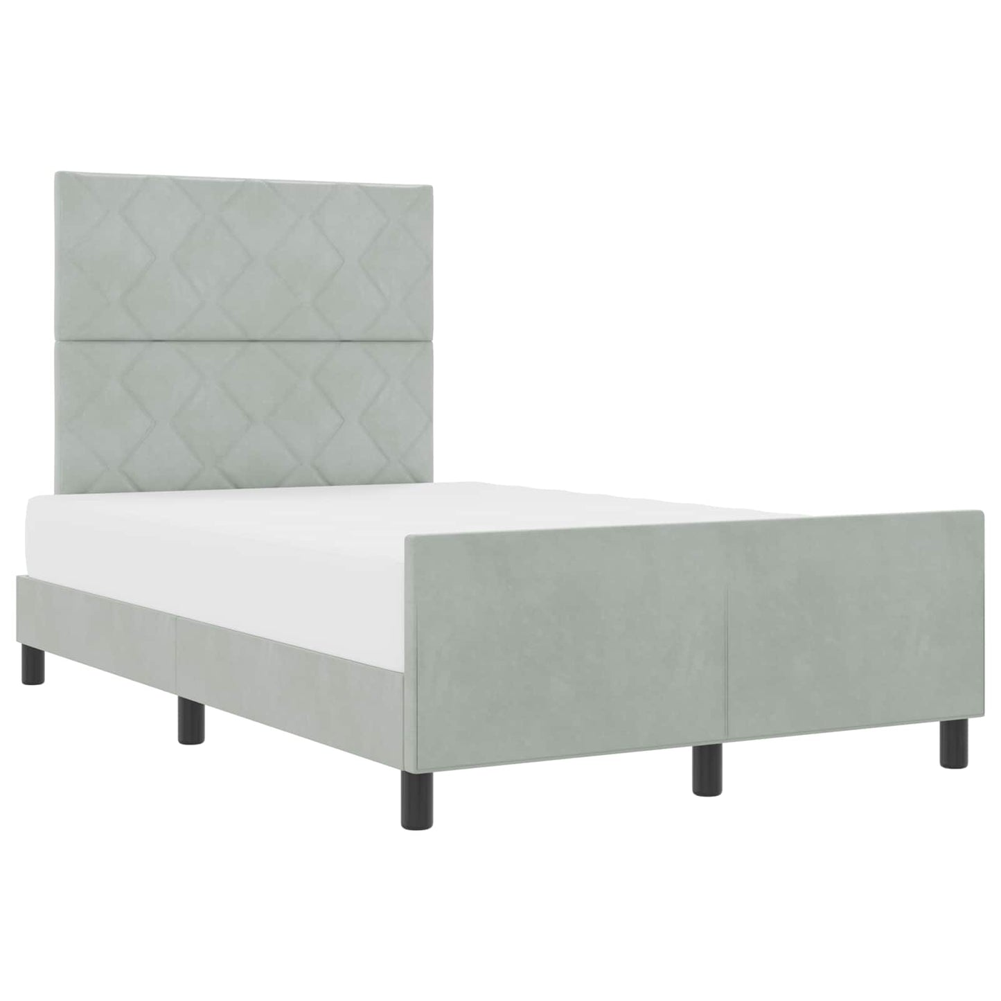 Letto a molle con testiera Grigio chiaro 120 x 190 cm Velluto