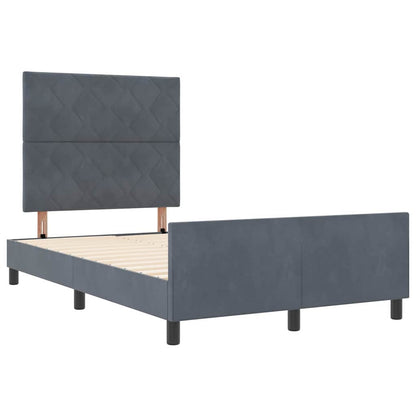 Letto a molle con testiera Grigio scuro 120 x 190 cm Velluto