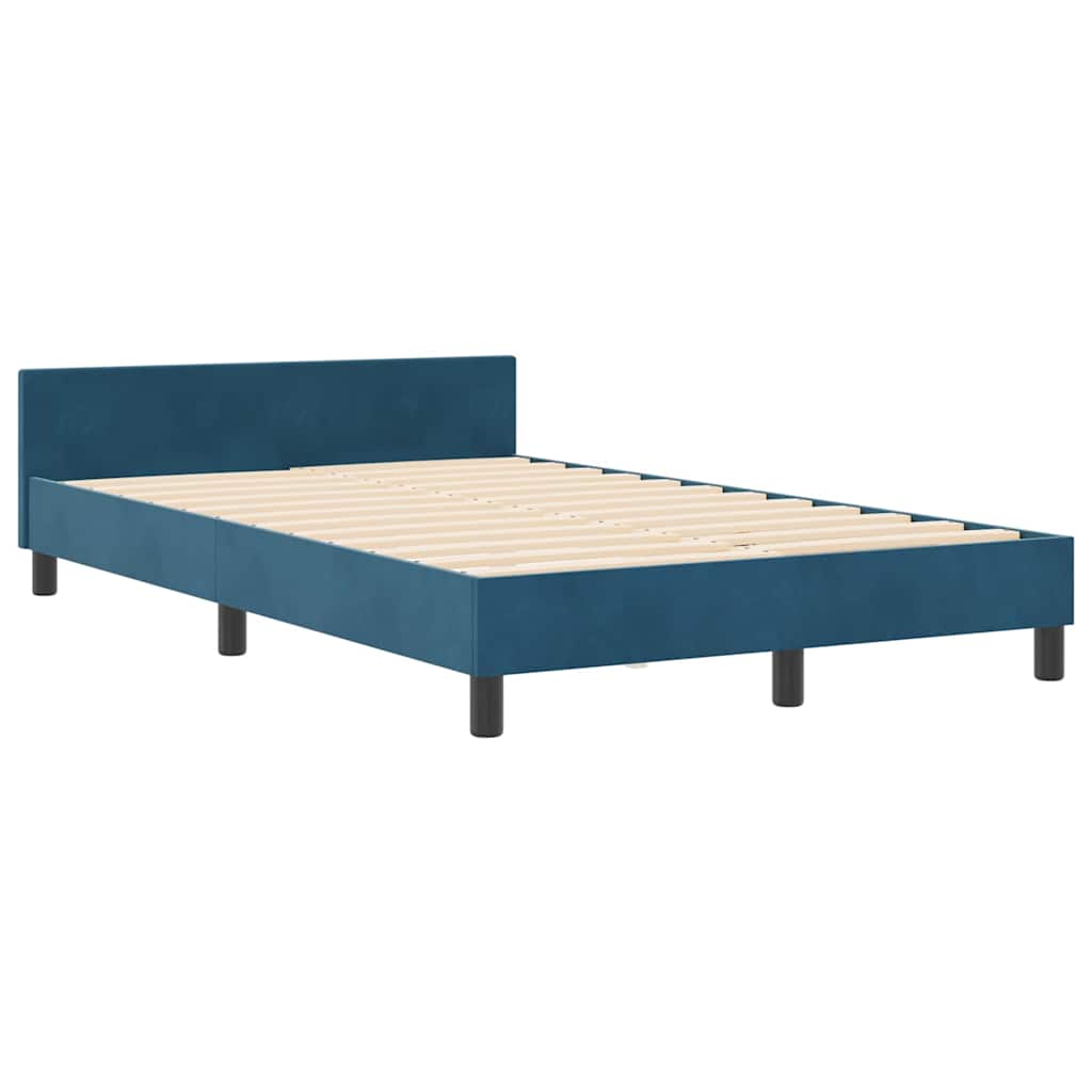 Struttura del letto con testiera Blu scuro 120 x 190 cm Velluto