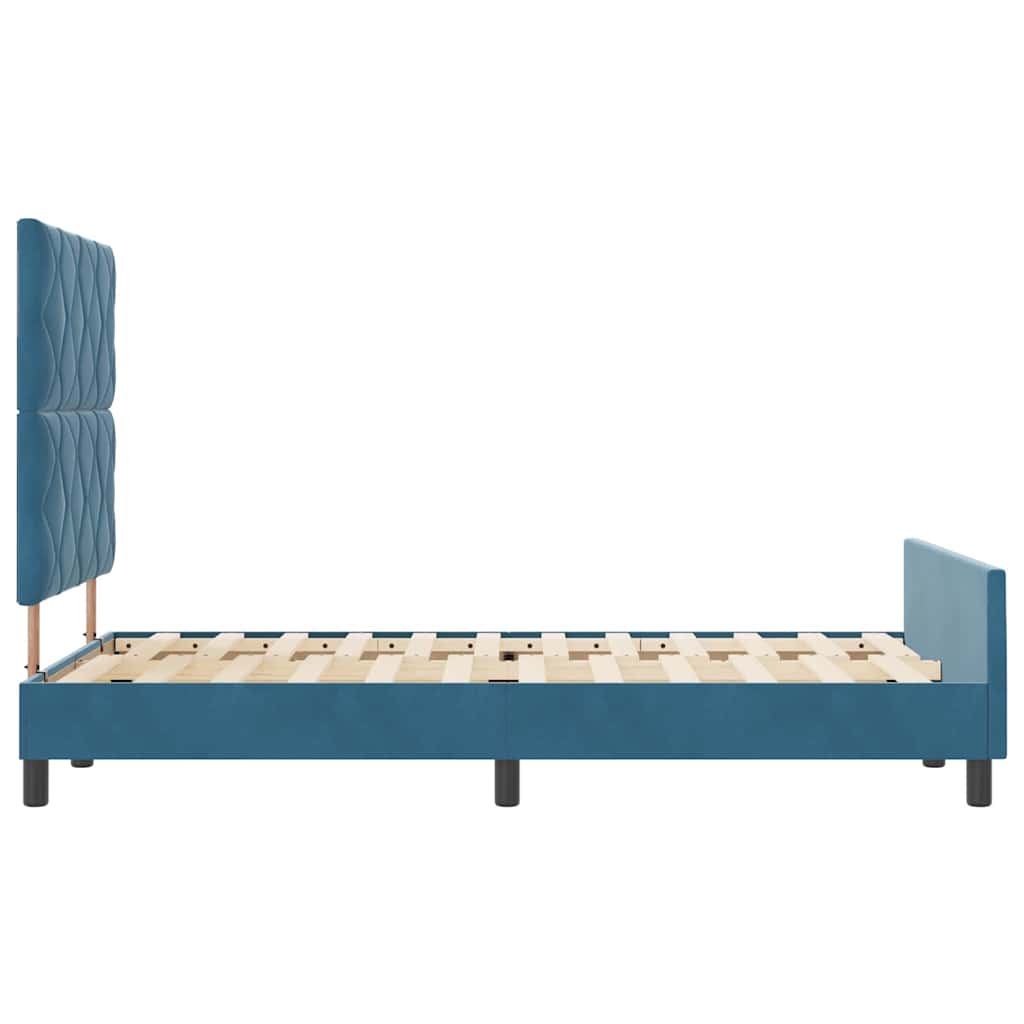 Struttura del letto con testiera Blu scuro 120 x 190 cm Velluto