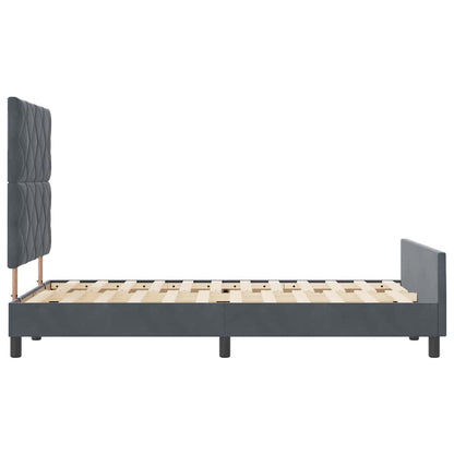 Letto a molle con testiera Grigio scuro 120 x 200 cm Velluto