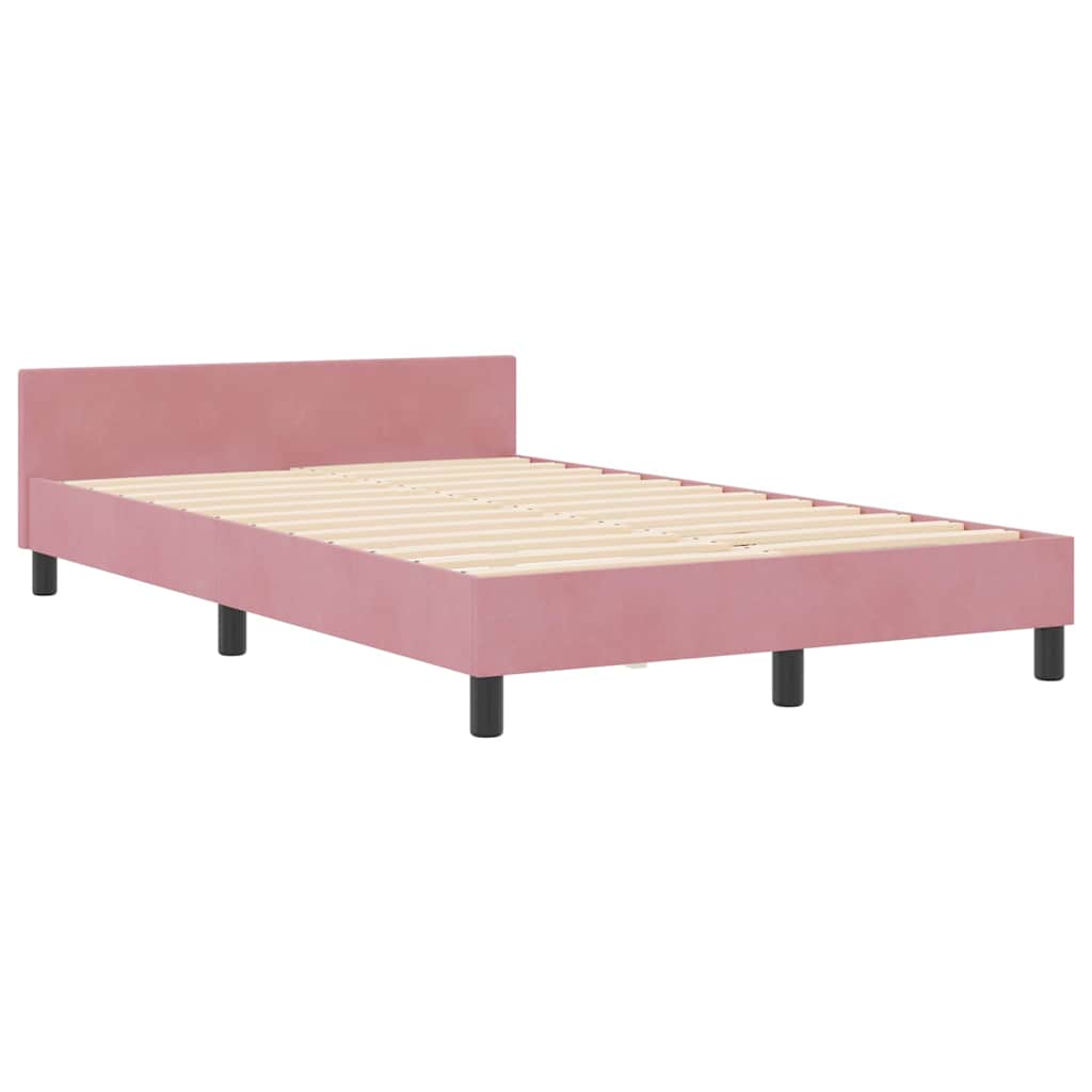 Struttura del letto con testiera Rosa 120 x 200 cm Velluto