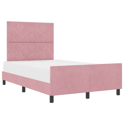 Struttura del letto con testiera Rosa 120 x 200 cm Velluto