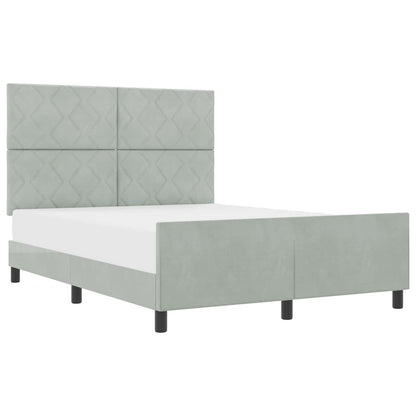 Letto a molle con testiera Grigio chiaro 140 x 190 cm Velluto