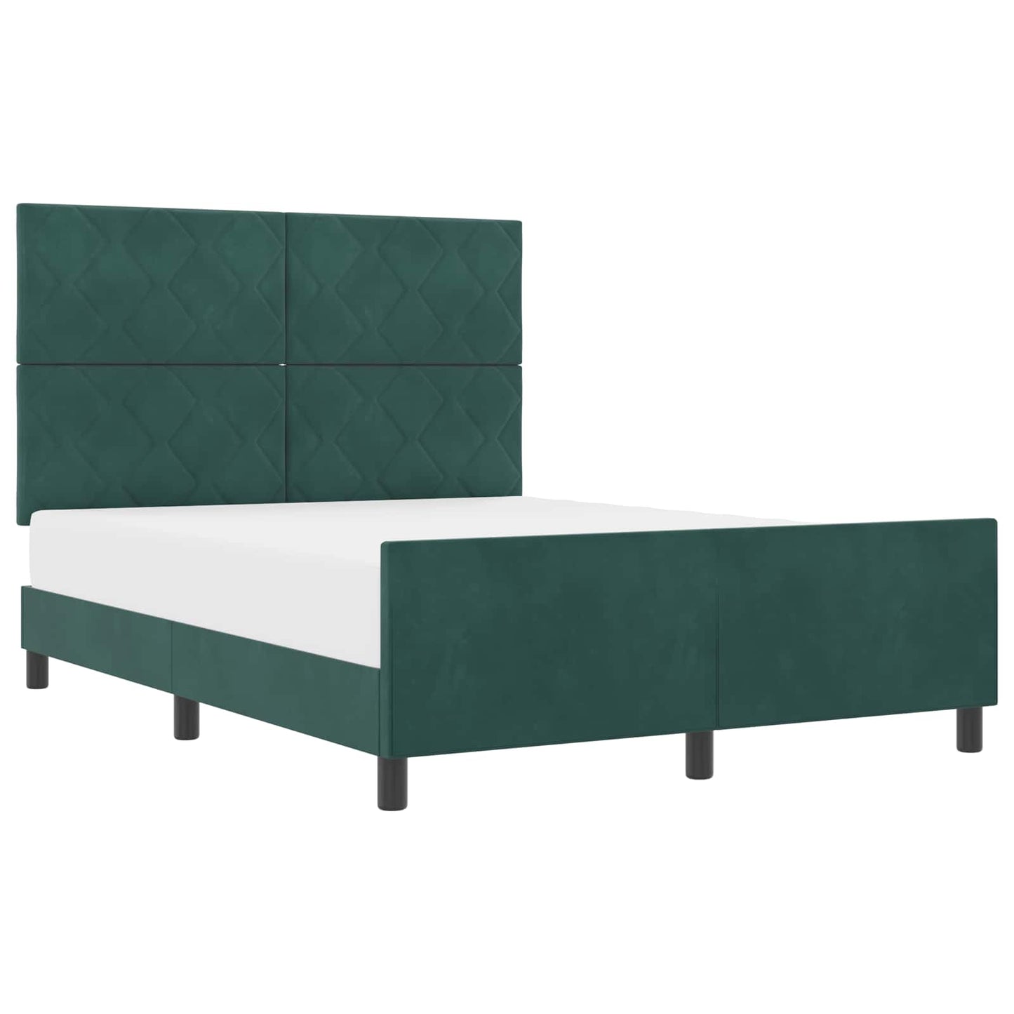 Letto a molle con testiera Verde Scuro 140 x 190 cm Velluto