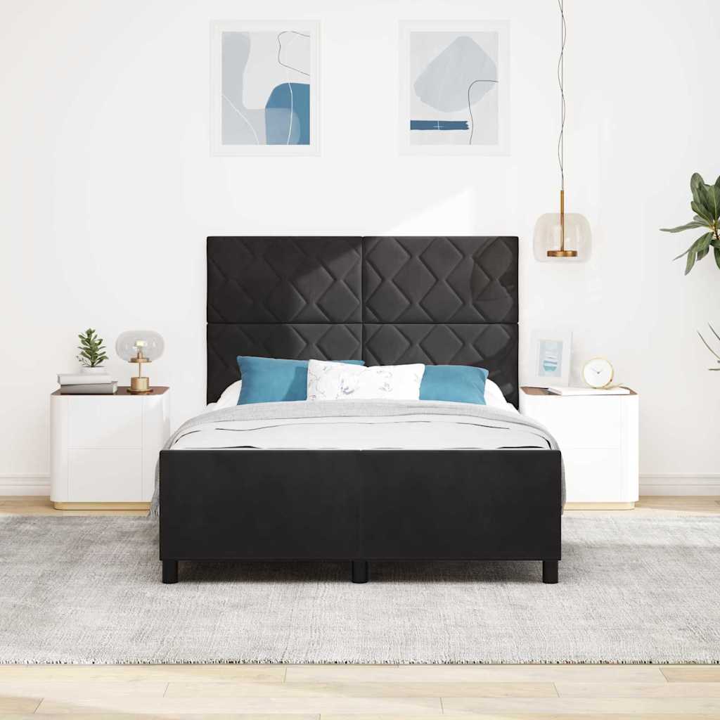 Struttura del letto con testiera Nero 140 x 200 cm Velluto