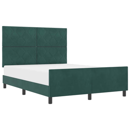 Letto a molle con testiera Verde Scuro 140 x 200 cm Velluto | homemem39