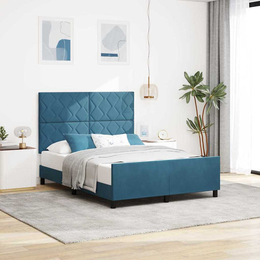 Struttura del letto con testiera Blu scuro 140 x 200 cm Velluto