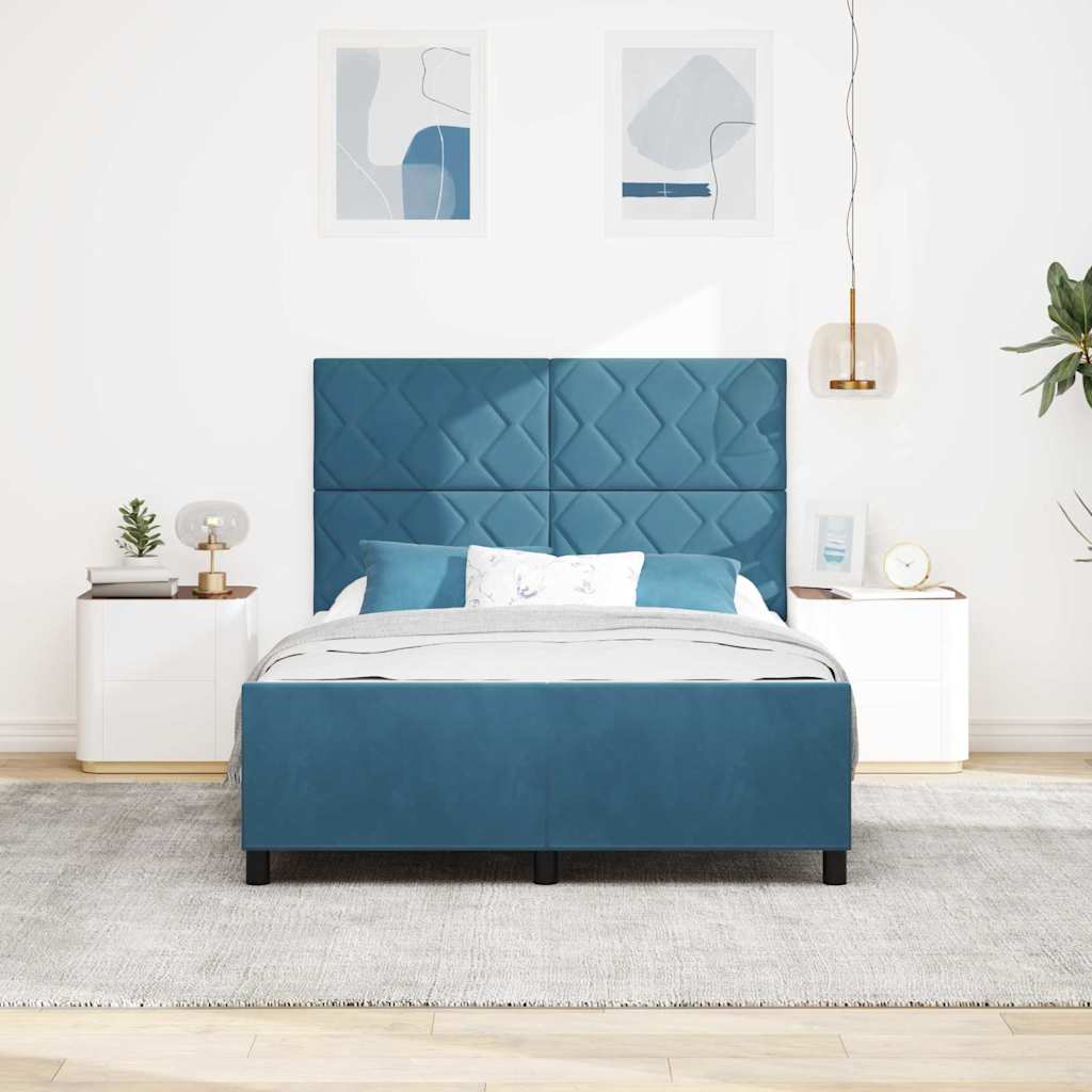 Struttura del letto con testiera Blu scuro 140 x 200 cm Velluto