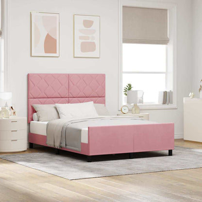 Letto a molle con testiera Rosa 140 x 200 cm Velluto | homemem39