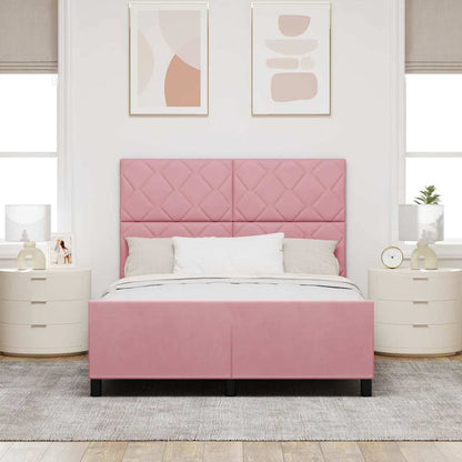 Letto a molle con testiera Rosa 140 x 200 cm Velluto | homemem39